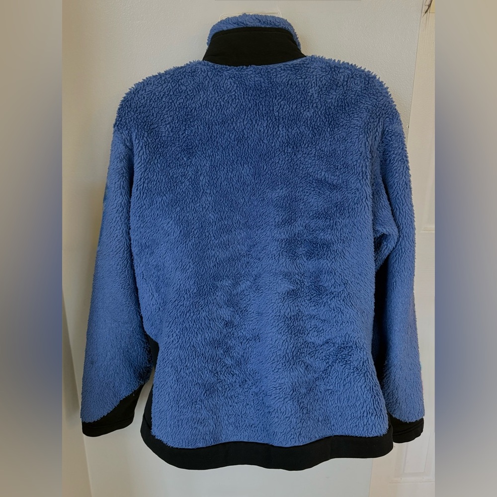 Vintage Mountain Hard Wear XL Jacket Polartec Womens Blue Black Fleece Full Zip - Picture 2 of 7